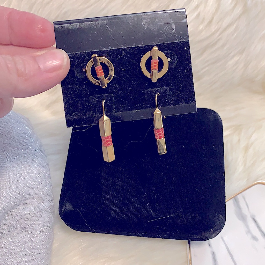 Vintage Tommy Hilfiger 2pc Matching Golden Post Circle Earrings Jewelry Set 50$